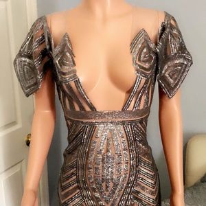 Mesh and stone grey dress